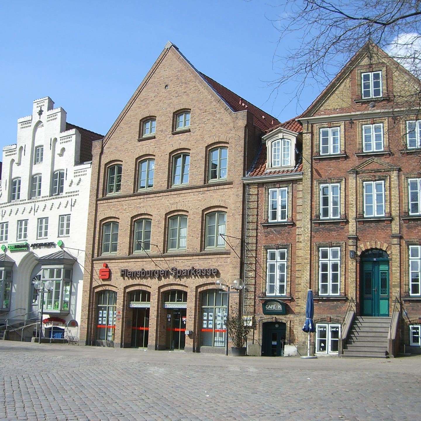 Historische Häuser in der Innenstadt von Flensburg 