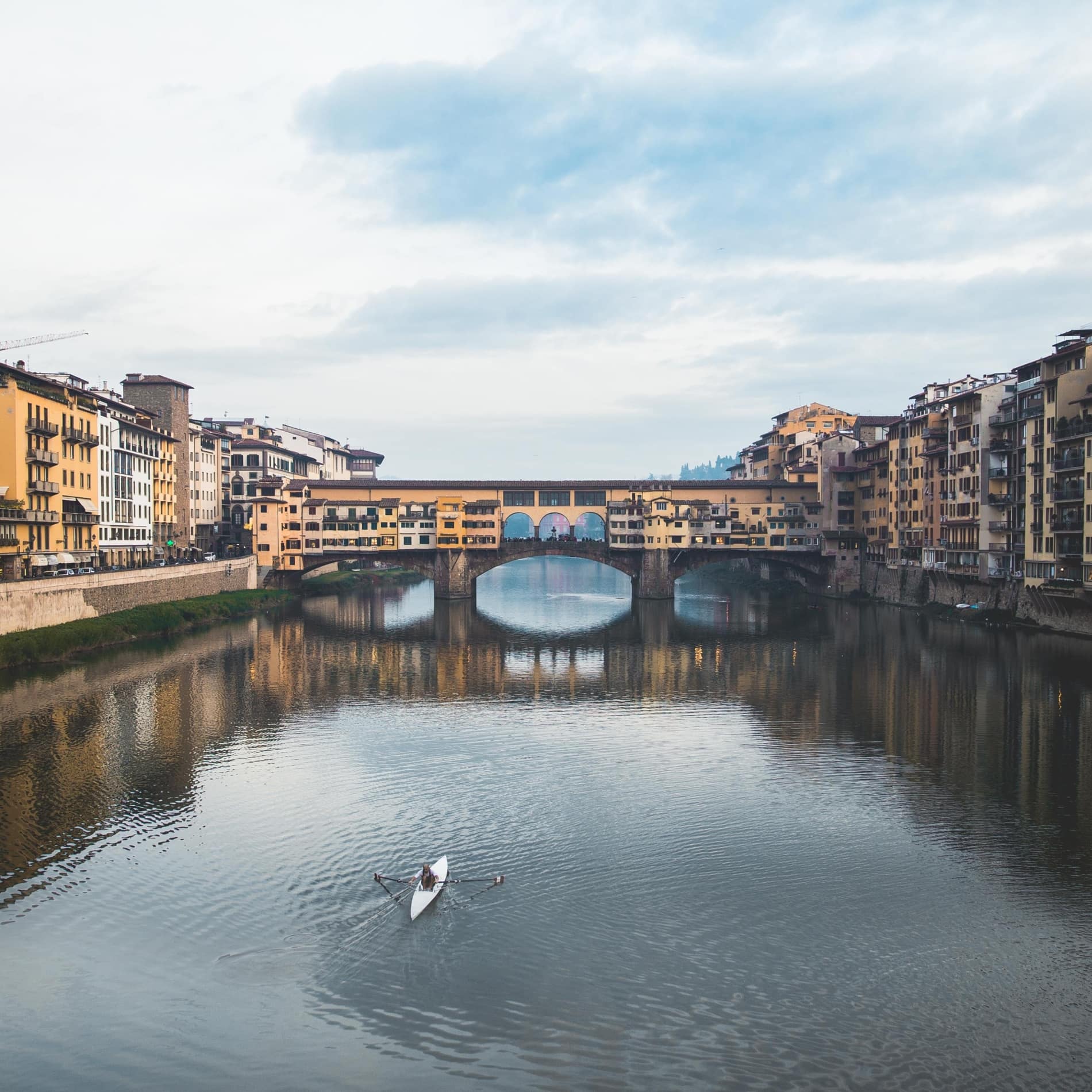 Ferienhaus in der Toskana: Blick über den Arno auf den Ponte Vecchio in Florenz